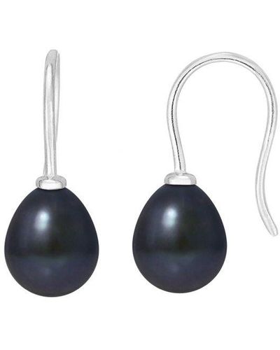 Blue Pearls 925 Zilveren Oorbellen Met Zwarte Zoetwaterparels - Blauw