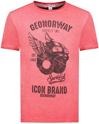 GEOGRAPHICAL NORWAY Short Sleeve T-Shirt Sy1360Hgn - Pink