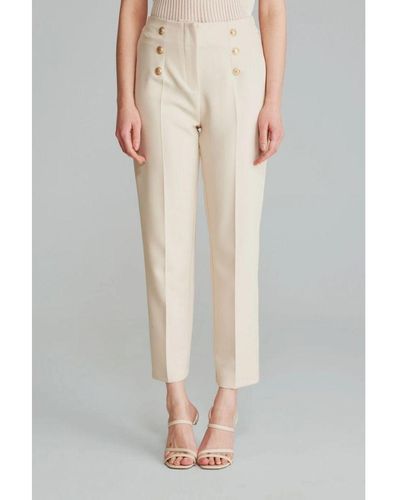 GUSTO High Waist Trousers With Buttons - White