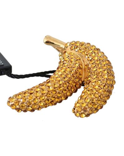 Dolce & Gabbana Gold Banana Crystal Pin Yellow Rhinestone 's Accentenbroch - Metallic