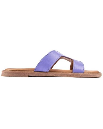 Sole Noor Slide Sandals Leather - Blue