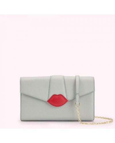 Lulu Guinness Shagreen Quilted Lip Leather Abby Crossbody Bag - White