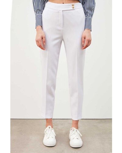 GUSTO High Waist Fabric Trousers - White