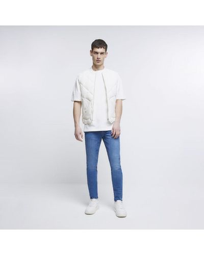 River Island Blue Slim Fit Jeans Cotton - White