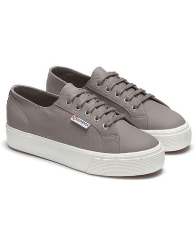 Superga 2730 Nappa Leather Lace Up Trainers - Grey