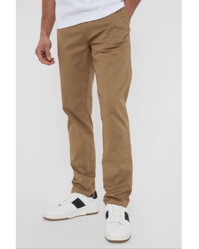 Threadbare Light 'Laurito' Cotton Regular Fit Chino Trousers With Stretch - Natural