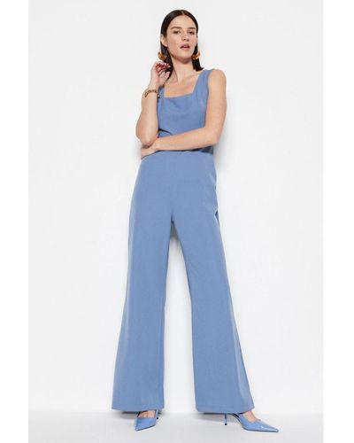 Trendyol Vrouwen Vierkante Kraag Jumpsuit - Blauw