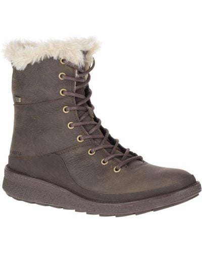 Merrell Tremblant Ezra Lace Polar Leather Snow Boots - Brown
