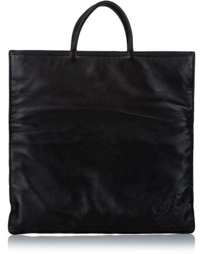 Loewe Vintage Leather Tote Bag Black Calf Leather
