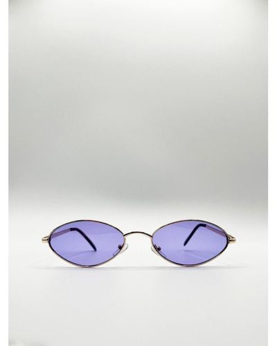 SVNX Metal Oval Frame Sunglasses With Lilac Lenses - Purple