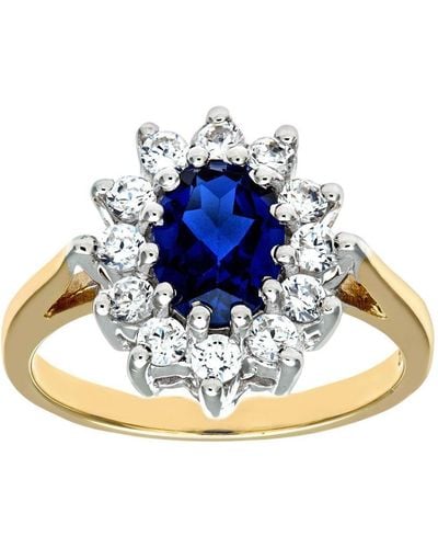 DIAMANT L'ÉTERNEL 9kt Geelgouden Ring Met Blauwe Saffier En Zirkonia