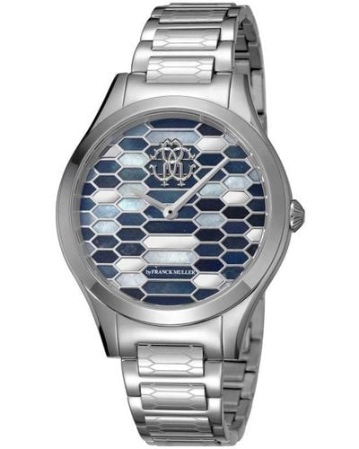 Roberto Cavalli Dark Blue Dial Stainless Steel Watch