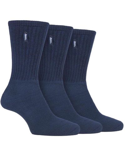 Jeep 3 Pairs Vintage Cotton Cushioned Socks For Hiking Boots - Blue