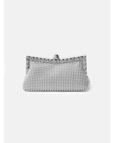 Where's That From Caroline Crystal Embellished Evening Clutch Bag - White