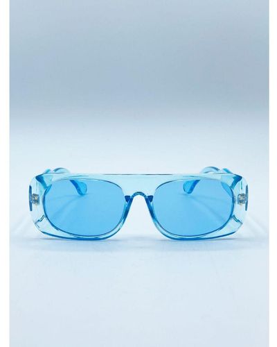 SVNX Flat Top Oval Sunglasses - Blue