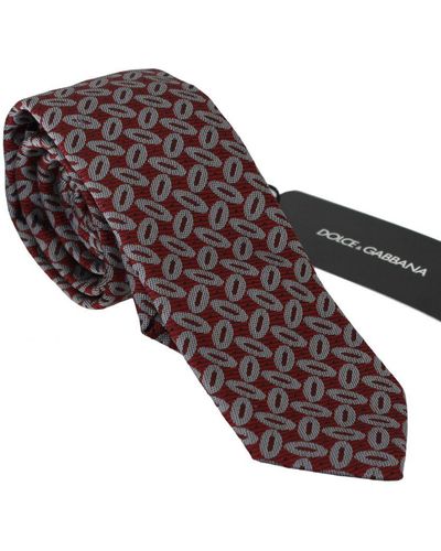 Dolce & Gabbana Printed Silk Wide Necktie - Red
