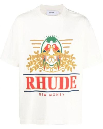 Rhude Parkiet New Money Bedrukt T-shirt In Wit
