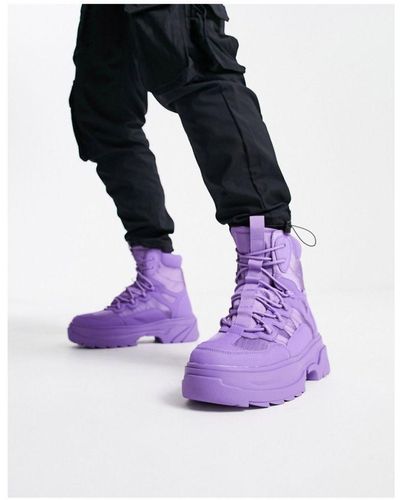 ASOS Chunky Sole Lace Up Boot - Purple