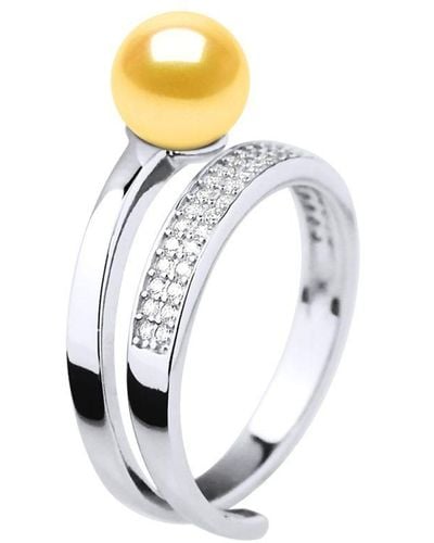 Diadema Ring Rush Verstelbare Zoetwaterparels Round 7-8 Mm Gold Jewelry 925 - Wit