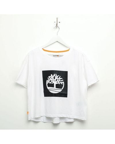 Timberland Womenss Cropped Logo T-Shirt - White