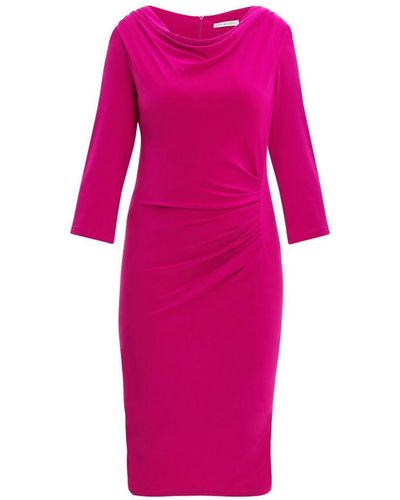 Gina Bacconi Novi Jersey Cowl Neck Dress - Pink