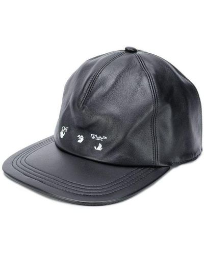 Off-White c/o Virgil Abloh Black Leather Hats & Cap - Grey