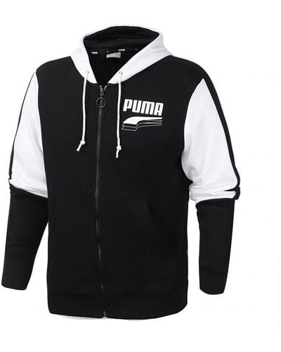 PUMA Long Sleeve Zip Up Hooded Track Jacket 582733 01 Cotton - Black