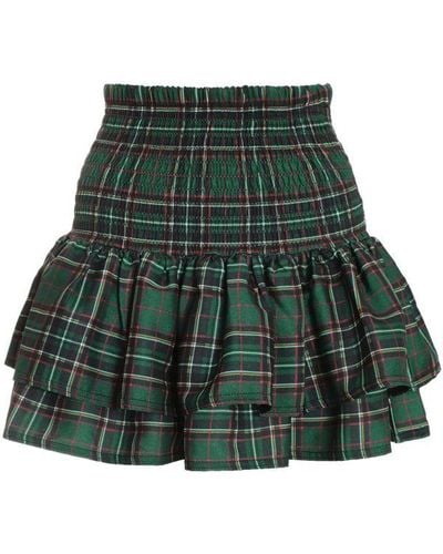 Quiz Green Check Print Ruched Frill Mini Skirt