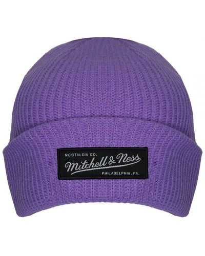 Mitchell & Ness Box Logo Purple Knit Beanie