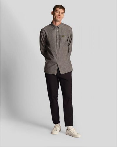 Lyle & Scott Cotton Linen Button Down Shirt - Grey