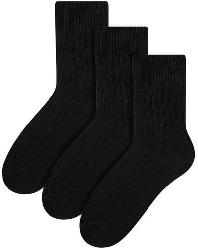 Steve Madden 3 Paar Multipack Dames Wol Gebreide Sokken | Warme Kousen Jurk Sokken - Zwart