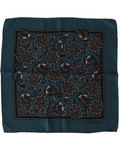 Dolce & Gabbana Floral Silk Square Handkerchief Scarf - Black