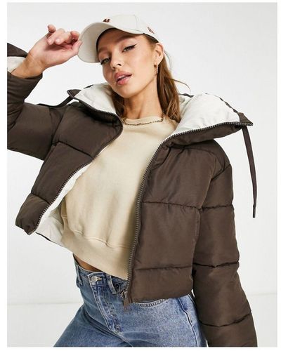 Jdy Cropped Contrast Padded Jacket - Brown