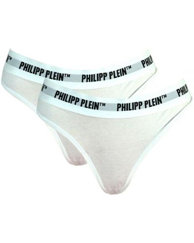 Philipp Plein Underwear Thongs Two Pack Cotton - White