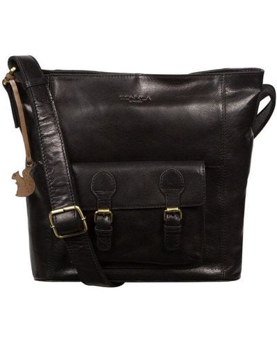 Conkca London 'robyn' Black Leather Shoulder Bag