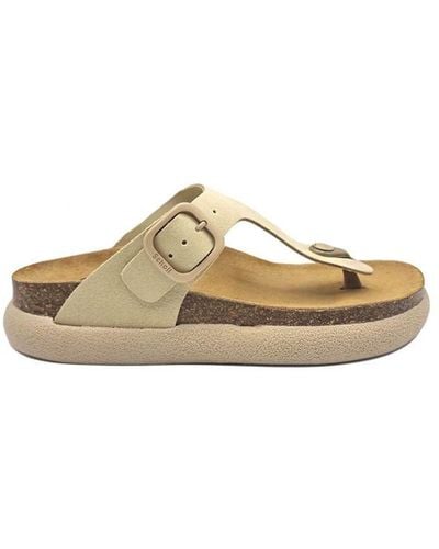 Scholl 'anais Chunky' Suede Flat Toe Post Sandal - Natural