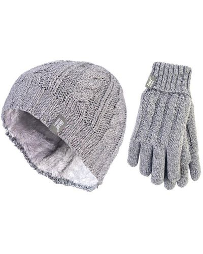 Heat Holders Ladies Knitted Hat Scarf & Gloves Set in Grey | Lyst UK