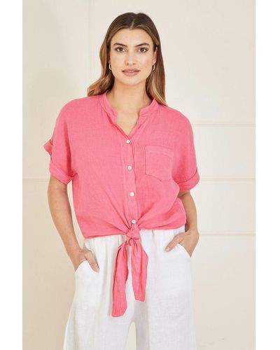 Yumi' Italian Linen Shirt - Pink