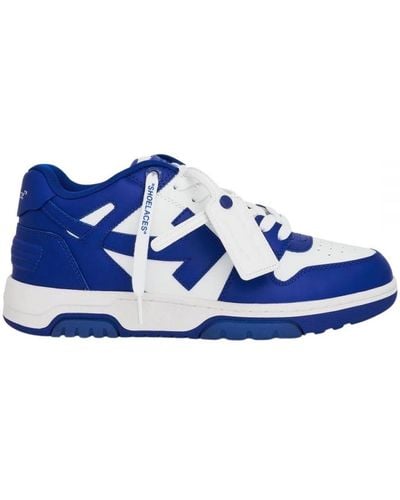 Off-White c/o Virgil Abloh Out Of Office Leather Blue Sneakers - Blauw