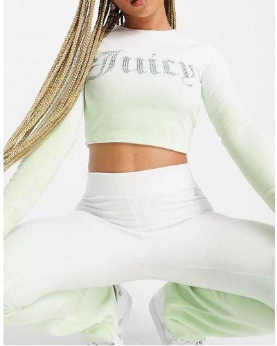 Juicy Couture Super Crop Velour Top In Mint Green
