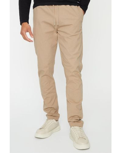 Threadbare 'Cory' Slim Fit Pull-On Chino Trousers - Natural