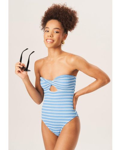 Gini London Twist Front Textured Swimsuit - Blue