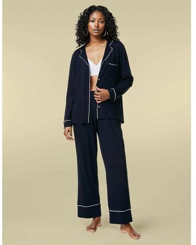Marks & Spencer Pyjama Set With Piping - Blue