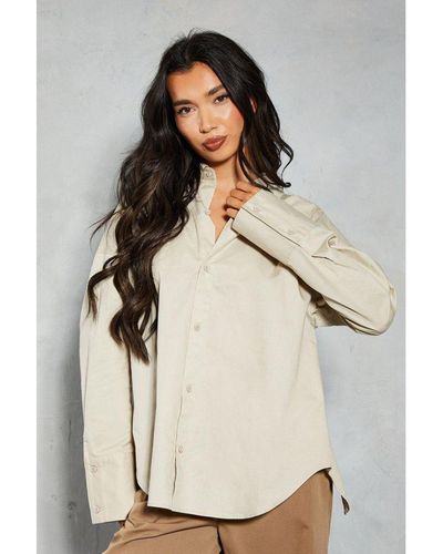 MissPap Oversized Open Back Shirt Cotton - Grey