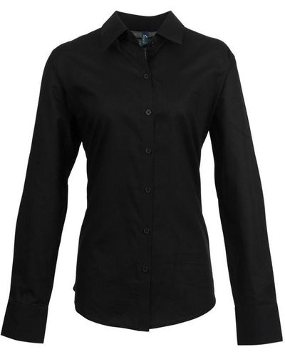 PREMIER Ladies Signature Oxford Long Sleeve Work Shirt () - Black