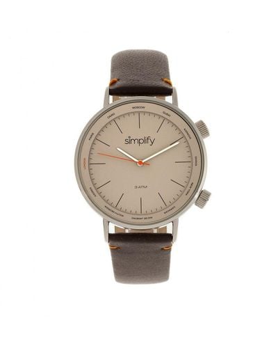 Simplify The 3300 Leather-Band Watch - White