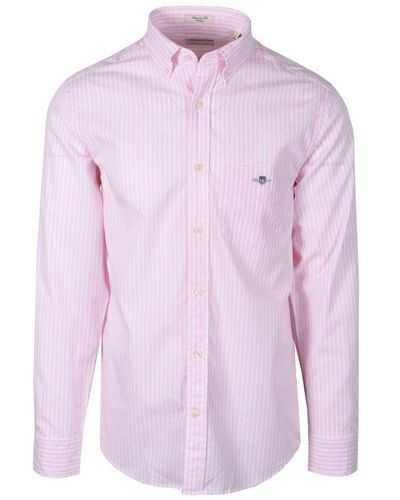 GANT Reg Poplin Stripe Shirt Light Pink - Purple