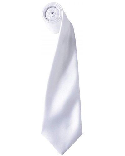 PREMIER Plain Satin Tie (Narrow Blade) (Pack Of 2) () - White