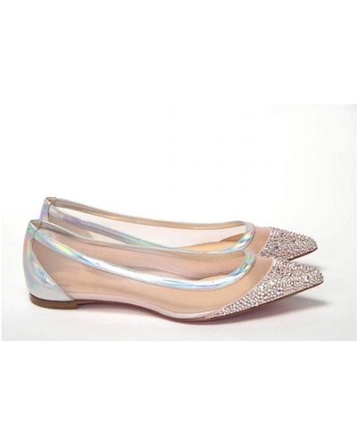 Christian Louboutin Silver Rose Flat Point Crystals Toe Shoe - Pink