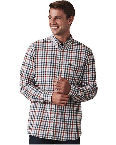 Crew Long Sleeve Classic Check Flannel Shirt Cotton - White
